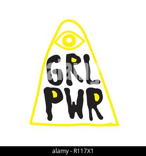 GRL PWR breve citazione. Girl Power carino illustrazione Illustrazione Vettoriale