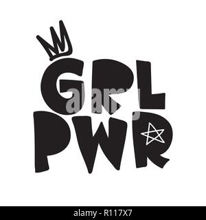 GRL PWR breve citazione. Girl Power carino illustrazione Illustrazione Vettoriale