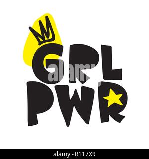 GRL PWR breve citazione. Girl Power carino illustrazione Illustrazione Vettoriale