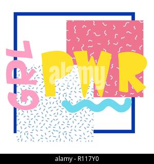 GRL PWR breve citazione. Girl Power carino illustrazione Illustrazione Vettoriale
