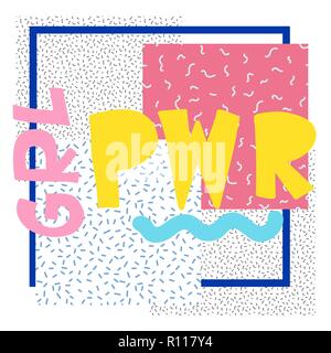 GRL PWR breve citazione. Girl Power carino illustrazione Illustrazione Vettoriale