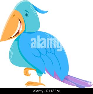 Cartoon illustrazione della fantasia colorati uccelli o di Parrot divertente personaggio animale Illustrazione Vettoriale