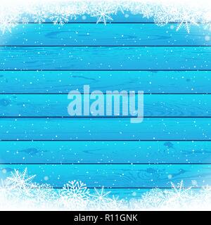 Nevicata di natale in legno di colore blu Illustrazione Vettoriale