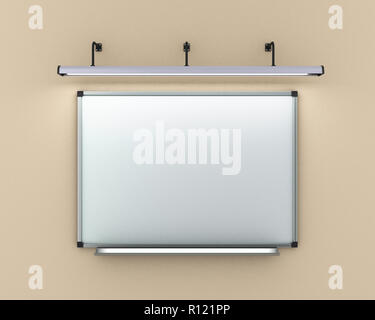 Scheda marcatore appeso alla parete Lampada illuminata 3D render Foto Stock