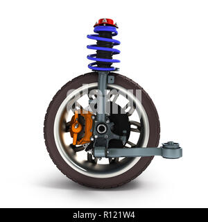 Sospensione auto separatamente dalla vettura isolato su bianco 3d illustrazione Foto Stock