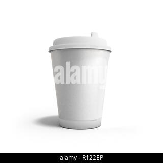 Carta realistico tazza da caffè 3d rendering su bianco Foto Stock