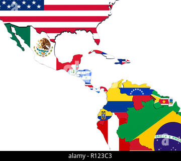 America Central map 3D render Foto Stock