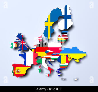 Unione europea Mappa politico immagine 3D rappresentata Foto Stock