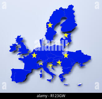 Unione europea Mappa immagine 3D rappresentata Foto Stock