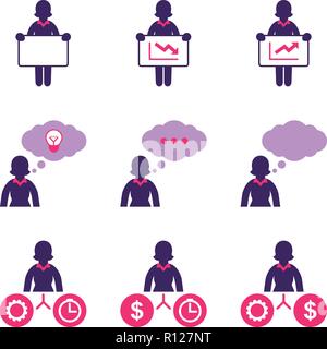 Business Woman - Processo di lavoro Illustrazione Vettoriale