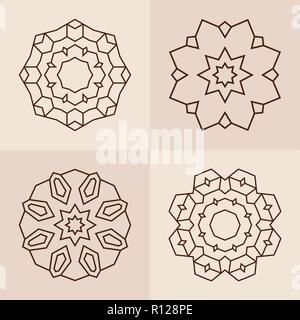 Abstract simmetrica di forme geometriche, i simboli per il design. Set di vettore di logo design dei modelli e gli emblemi. Segni geometrici isolati di raccolta su Illustrazione Vettoriale