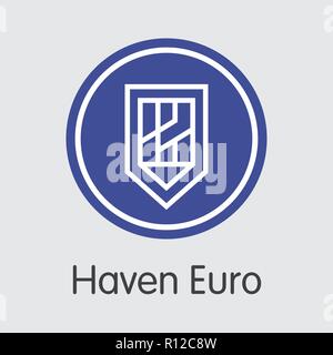 Haven Euro - Cryptocurrency segno di trading. Icona del vettore Illustrazione Vettoriale