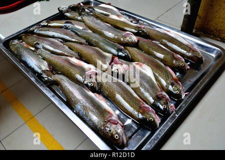 Trota- Mercato di Huaraz. Dipartimento di Ancash.PERÙ Foto Stock
