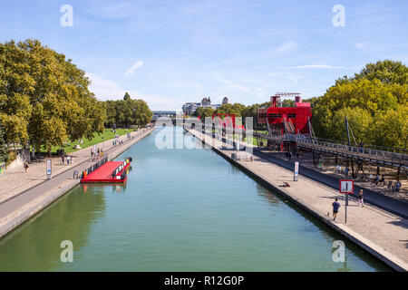 Parigi, Francia, 9 settembre 2018 - La Città delle Scienze e dell'Industria di La Villette Park (Parc de la Villette) di Parigi, Francia. Foto Stock