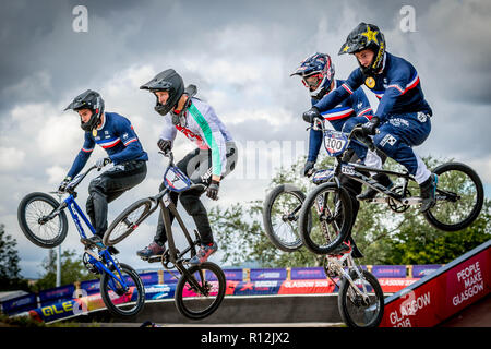 Glasgow2018 Campionati Europei - una gara di BMX Foto Stock