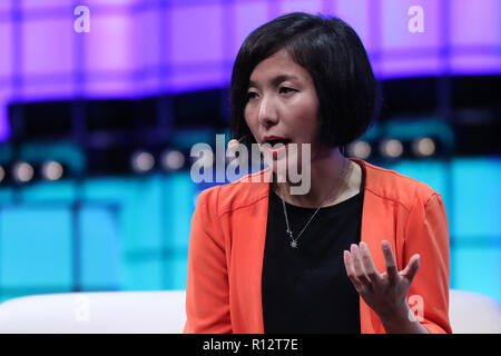 Lisbona, Portogallo. 8 Novembre, 2018. FTChinese Senior Editor Yang Ge parla durante il Vertice Web 2018 a Lisbona, in Portogallo il 8 novembre 2018. Credito: Pedro Fiuza/ZUMA filo/Alamy Live News Foto Stock