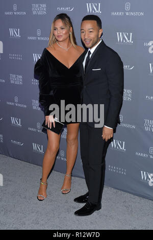 New York, Stati Uniti d'America. 7 Novembre, 2018. Chrissy Teigen e John Legend frequentare il 2018 WSJ Magazine Innovator Award presso il Museo di Arte Moderna di Novembre 7, 2018 a New York City. Credito: Erik Pendzich/Alamy Live News Foto Stock