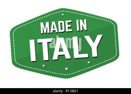 Made in Italy o un adesivo su sfondo bianco, illustrazione vettoriale Illustrazione Vettoriale