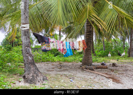 Stendibiancheria in linea. Zanzibar, Tanzania. Foto Stock