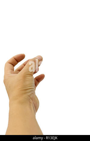 Mano su isolati su sfondo bianco.Questo aveva tracciato di ritaglio Foto Stock