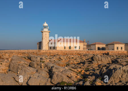 Punta Nati lighthouse, Menorca, isole Baleari, Spagna, Europa Foto Stock