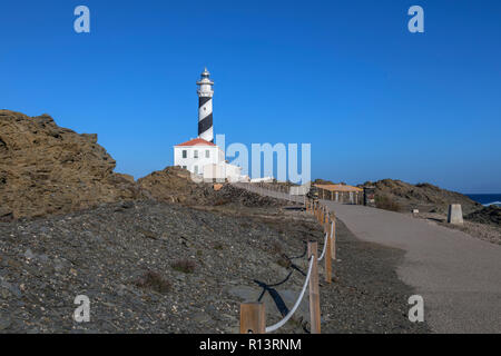 Favaritx Lighthouse, Mahon Minorca, Isole Baleari, Spagna, Europa Foto Stock