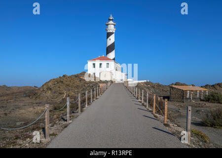 Favaritx Lighthouse, Mahon Minorca, Isole Baleari, Spagna, Europa Foto Stock