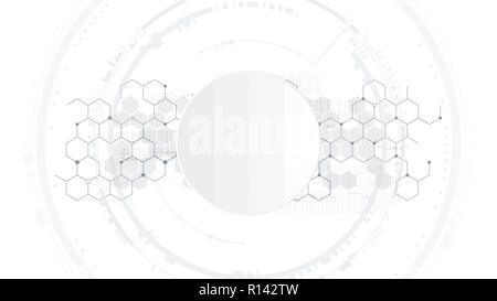 Abstract la tecnologia digitale esagonale scheda operazione concetto di modello di sfondo disegni vettoriali Illustrazione Vettoriale