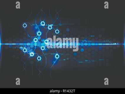 Abstract la tecnologia digitale funzionamento esagonale scheda Sfondo concept design vettoriali Illustrazione Vettoriale