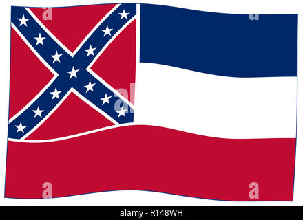 Bandiera degli STATI UNITI D'AMERICA stato Mississippi sventolando Foto Stock