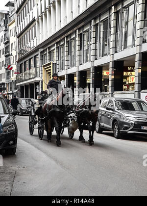 Vienna, Austria - 1 Novembre 2018 - La gente sono rilassanti e visitare la città su una carrozza trainata da cavalli. Foto Stock