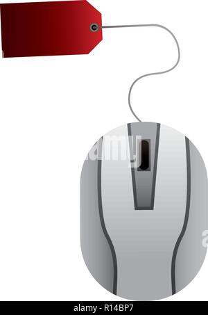 Cyber lunedì biglietto rosso mouse illustrazione vettoriale Illustrazione Vettoriale