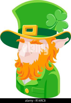 Leprechaun uomo Avatar icona Persone Illustrazione Vettoriale