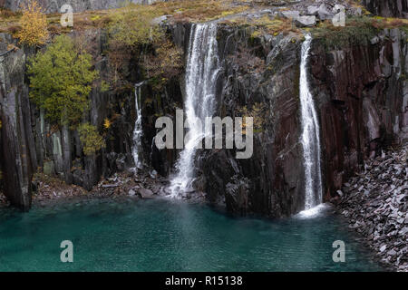 Cascate Di Dinorwig Quarry Foto Stock