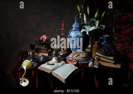 Fotografia ispirata dall'olandese Vanitas Still Life dipinti Foto Stock