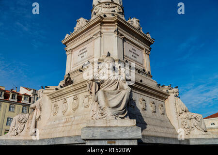 Saeule, Rossio-Platz, Altstadt, Lisbona, Portogallo Foto Stock