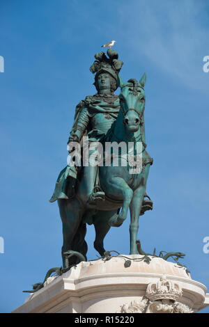 Reiterstandbild Koenig Jose I., Praca do Comercio, Lisbona, Portogallo Foto Stock