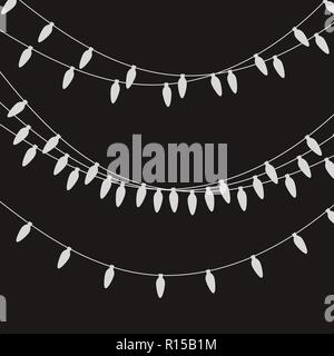 Le luci di Natale candela-ghirlanda sagomato. Vector piatto ghirlanda di Natale. Ghirlande di festa insieme Illustrazione Vettoriale