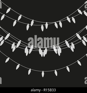 Le luci di Natale candela-ghirlanda sagomato. Vector piatto ghirlanda di Natale. Ghirlande di festa insieme Illustrazione Vettoriale