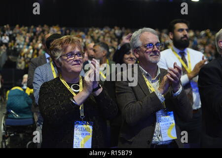 Scottish Primo Ministro Nicola Storione offre il suo discorso presso la SNP annuale Conferenza tenutasi presso la SEC in Glasgow. Dotato di: Joan storione, Robin lo storione dove: Glasgow, Regno Unito quando: 09 Ott 2018 Credit: Euan ciliegio/WENN Foto Stock