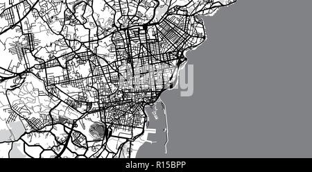 Vettore urbano mappa della città di Catania, Italia Illustrazione Vettoriale