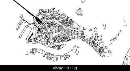 Vettore urbano mappa della città di Venezia, Italia Illustrazione Vettoriale