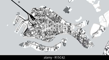 Vettore urbano mappa della città di Venezia, Italia Illustrazione Vettoriale