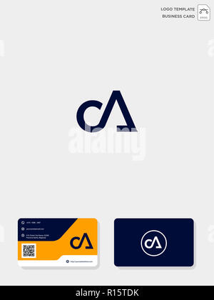 CA iniziale o AC logo creativo e modello di business card includono. illustrazione vettoriale e logo ispirazione Foto Stock