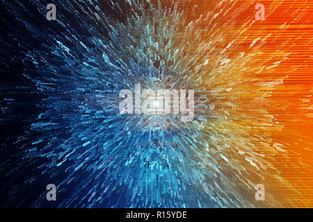 Abstract bigdata sfondo. Grande illustrazione dei dati le informazioni digitali. flusso di dati. blu arancione Foto Stock