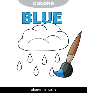 Funny Meteo pioggia che deve essere colorato libro da colorare per bambini in età prescolare Illustrazione Vettoriale