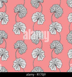 Vintage modello senza cuciture con disegnati a mano foglie Illustrazione Vettoriale