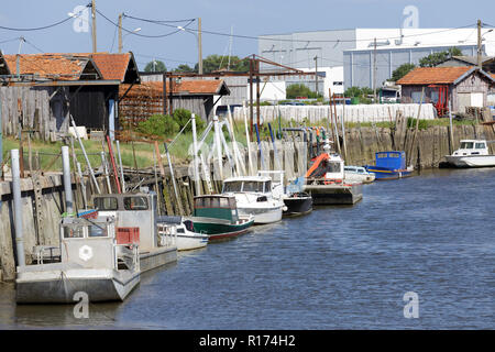 Francese pesca porto di Gujan Mestras a Bassin di Arcachon , Gironde, Francia Foto Stock