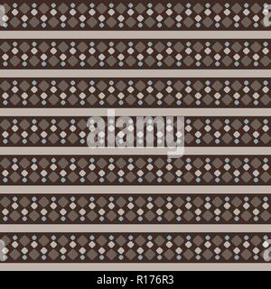 Fair Isle stile beige marrone blu bianco vector seamless pattern astratti con filari di ciottoli Illustrazione Vettoriale