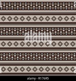 Fair Isle stile beige marrone blu bianco vector seamless pattern astratti con righe di rombo Illustrazione Vettoriale